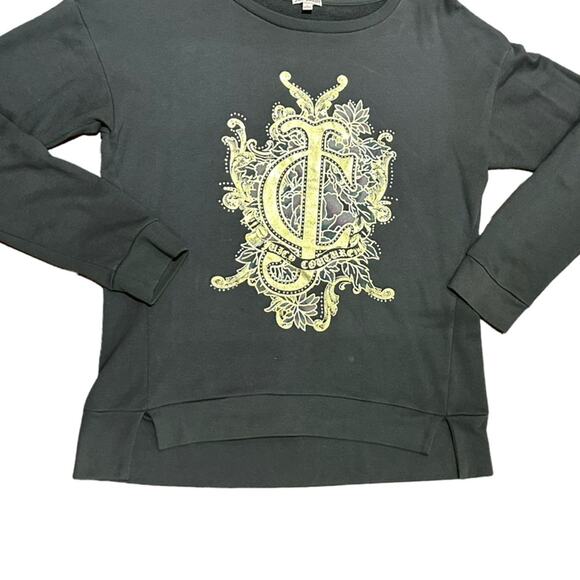 Juicy Couture Tops - Juicy Couture Women's Size Large Charcoal Gray Sweatshirt with Gold Jeweled Logo